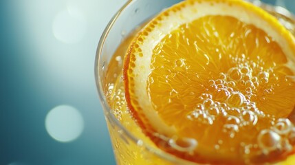 Refreshing Orange Fizz: A Close-Up of a Sparkling Citrus Beverage