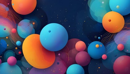 Multicolored Abstract Background Illustration with Layered Round Shapes Parallel Lines and Scattered Spots for Modern Artistic Design
