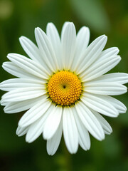 Obraz premium White Daisy Flower with Yellow Center on Soft Green Background - Ultra-Detailed, Bright, and Clean Floral Visual for Wellness, Eco Lifestyle, or Natural Product Branding