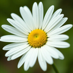 White Daisy Flower with Yellow Center on Soft Green Background - Ultra-Detailed, Bright, and Clean Floral Visual for Wellness, Eco Lifestyle, or Natural Product Branding
