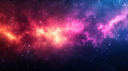 Naklejka premium Cosmic Nebula Red, Pink, Blue Gas Cloud, Starry Background, Space Design