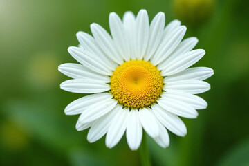 Obraz premium White Daisy Flower with Yellow Center on Soft Green Background - Ultra-Detailed, Bright, and Clean Floral Visual for Wellness, Eco Lifestyle, or Natural Product Branding