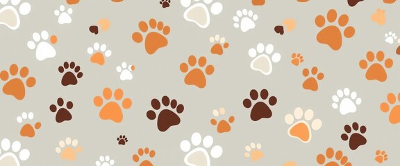 Seamless vector pattern of adorable cartoon dog and cat paw prints Ideal for pet-themed textile designs, paw print, tile