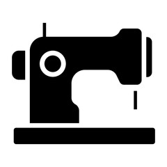 Traditional Sewing Fill Icon. Black and White Tailor Sewing Machine Symbol