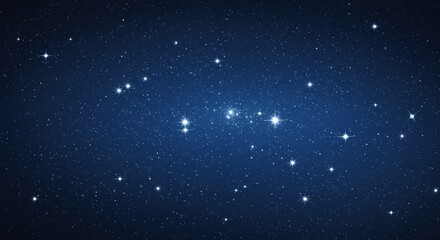 Naklejka premium Starry Night Sky with Constellations Glowing in Dark Blue