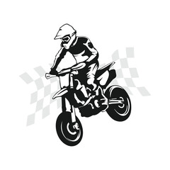 biker on motorcycle moto x vector illustration of a moto x motorcycle logo design