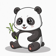 panda with a bamboo