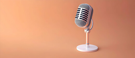Retro Microphone On Orange Background