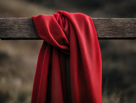 A red cloth draped over a cross, symbolizing Jesus  sacrifice on Good Friday, deeply moving