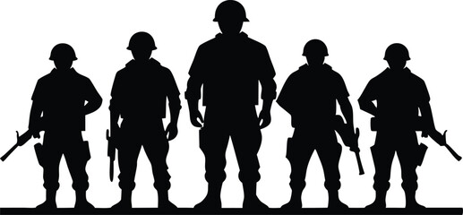 Silhouettes of Army Combat Soldiers, soldiers Vector illustration