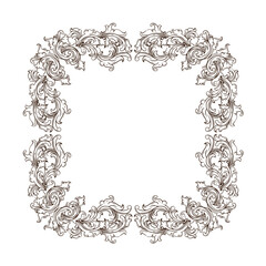 vintage baroque frame with floral ornament engraving illustration art