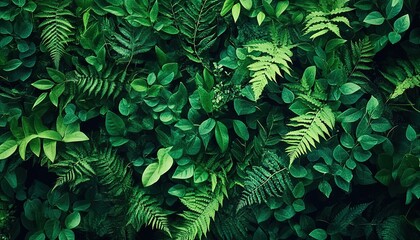Fototapeta premium Close-up of densely arranged lush green plant leaves.