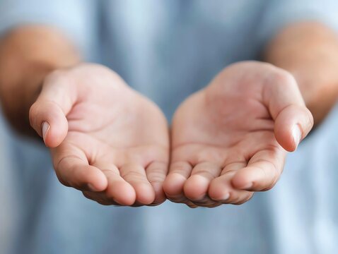 The power of forgiveness on Good Friday, hands reaching out, soft lighting