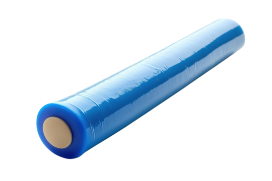 A blue cylindrical battery