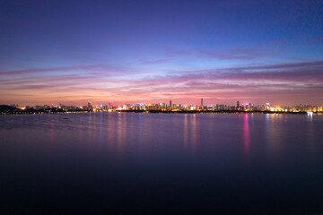 Obraz premium Aerial photography scenery of Wuhan East Lake of Hubei province,China.East Lake Scenic Area of Wuhan