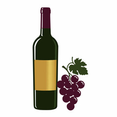Obraz premium Dark green bottle with dark red cap on white. Elegant and simple design of wine bottle art