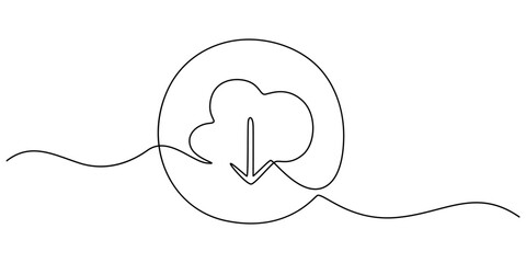 Single line drawing illustration of download sign, Download icon line continuous drawing vector. One line Download icon vector background, Continuous one line drawing of download sign phone, laptop.
