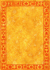 Abstract golden background with ornate red border