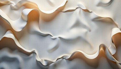 Fototapeta premium Abstract cream-colored fabric with delicate folds creates a dynamic, flowing, and textured surface.