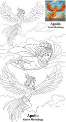 Obraz premium Apollo, God of Sun & Light: Greek Mythology Coloring Page & Reference Art