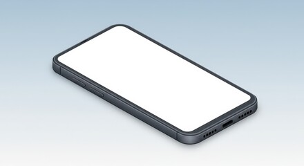 Smartphone with Blank White Screen Isometric Perspective