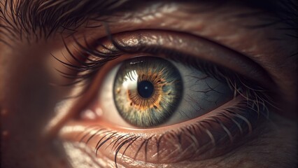 Fototapeta premium Close-Up of a Human Eye Intricate Detail and Hazel Iris
