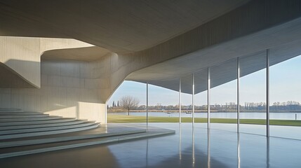 Modern architectural interior with a view