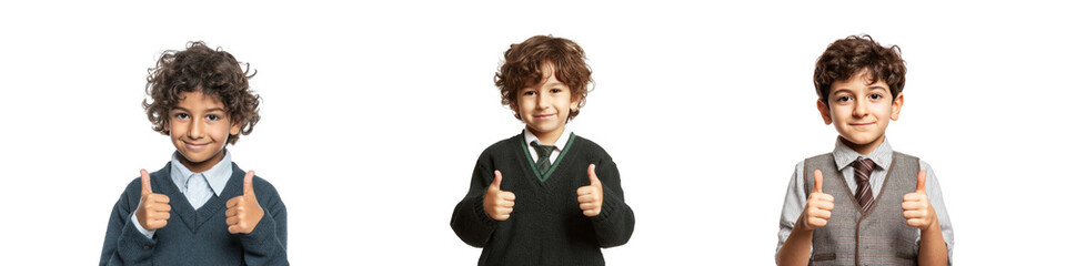 Three Boys Posing Kids Portraits Studio Photoshoot isolated on transparent background