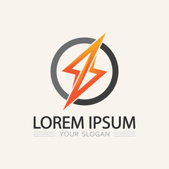 Vector Thunderbolt Logo Icon Design for High Voltage Energy and Fast Technology Applications