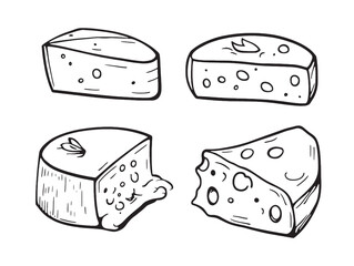 Minimalist Blue Cheese Line Art Drawing for Stock Use