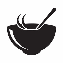 Udon bowl with spoon black silhouette