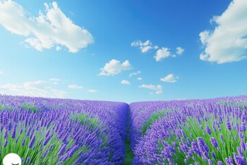 Naklejka premium Vast lavender field under a clear sky