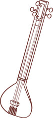 instrument tanpura ,Indian music instrument outline drawing clipart