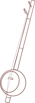 ektar ,Indian music instrument outline drawing clipart