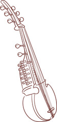 sarod ,Indian music instrument outline drawing clipart