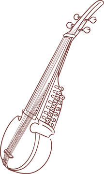 rabab ,Indian music instrument outline drawing clipart