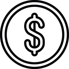 Dollar Icon Outline Vector Illustration