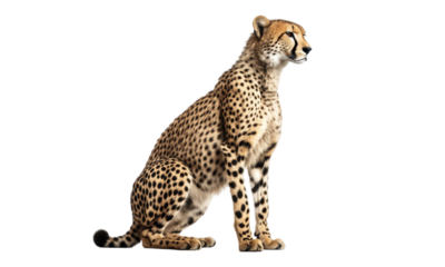 Cheetah sprinting pose  isolated on transparent white background, clipping path ,png 