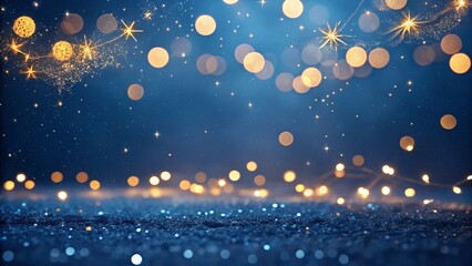 Magical Blue Sparkle Background Festive Lights and Glittering Texture