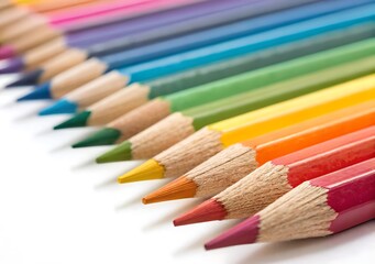 Close-up of Colorful Crayons Arranged in a Row