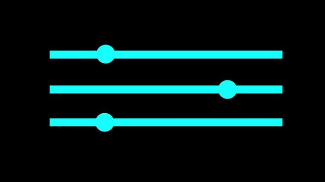Sound mixer equalizer adjust animation. volume control slider bars icon animation.Abstract wave motion equalizer. Digital interface element.