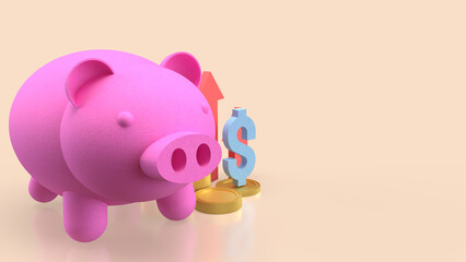 The Piggy Bank and coins for Business concept 3d Rendering.
