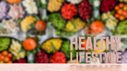 The Healthy lifestyle on wood table image 3d Rendering.