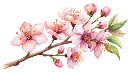 Obraz premium Watercolour Cherry Blossom Illustration on transparent background