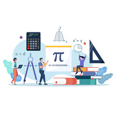 Math school subject. People studying mathematics.