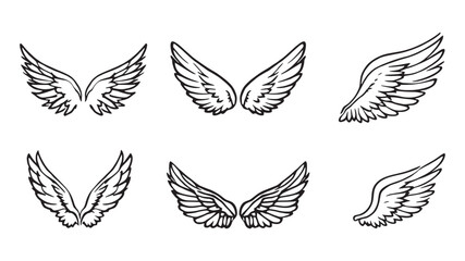 Angel wings line art delicate feather design