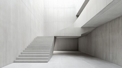 Obraz premium Minimalist concrete interior with a light-filled atrium