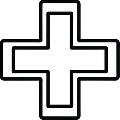 Obraz premium Medical Cross Icon Outline Vector Illustration