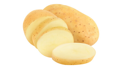Fresh raw cut potatoes on transparent background.