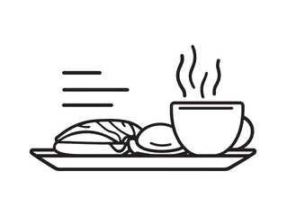 Simple elegant breakfast line art with coffee cup design